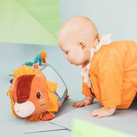 Peluche d’activités bébé avec miroir et textures – Jouet d’éveil sensoriel, dès 3 mois Orange, jaune, bleu 6 - vertbaudet enfant 