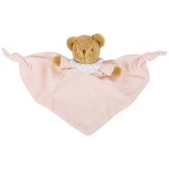 Jouet-Premier âge-Doudou plat avec hochet ours rose poudré