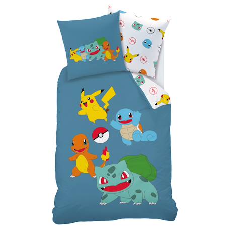 Parure de lit imprimée 100% coton, pokemon power Bleu 3 - vertbaudet enfant 