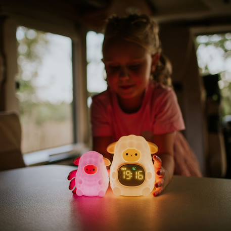 Réveil veilleuse enfant 2 en 1 dinosaure lumineux rechargeable – Réveil progressif Marron, blanc+Vert d'eau, jaune, noir 4 - vertbaudet enfant 