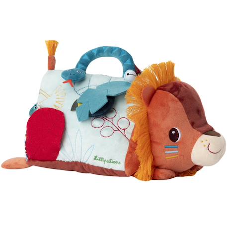 Peluche d’activités bébé avec miroir et textures – Jouet d’éveil sensoriel, dès 3 mois Orange, jaune, bleu 1 - vertbaudet enfant 