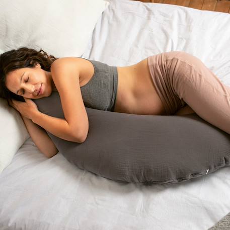 Coussin de grossesse et allaitement comfy big Gris foncé+Rose+Terracotta 5 - vertbaudet enfant 