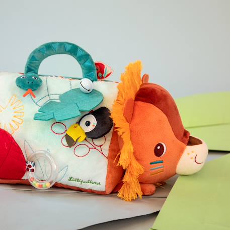 Peluche d’activités bébé avec miroir et textures – Jouet d’éveil sensoriel, dès 3 mois Orange, jaune, bleu 5 - vertbaudet enfant 