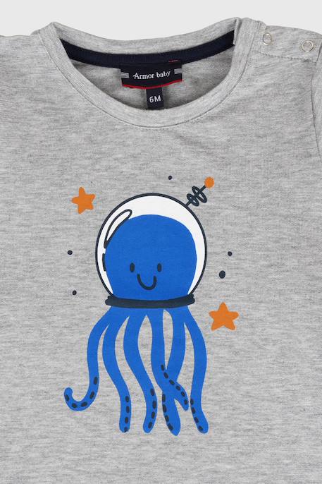 T-shirt imprimé en coton bébé Gris chine clair 3 - vertbaudet enfant 