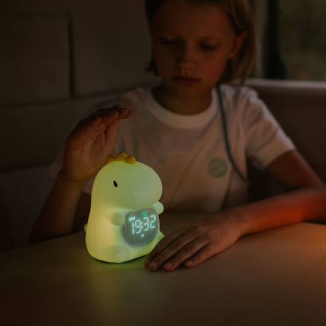 Réveil veilleuse enfant 2 en 1 dinosaure lumineux rechargeable – Réveil progressif Marron, blanc+Vert d'eau, jaune, noir 7 - vertbaudet enfant 