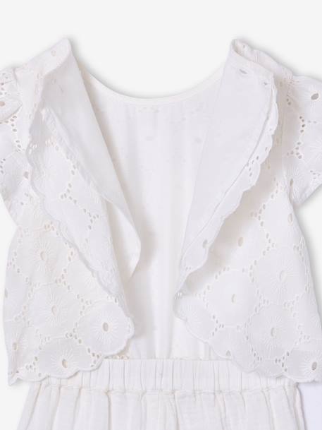 Combinaison pantalon fille en broderie anglaise blanc 5 - vertbaudet enfant 