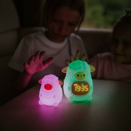 Réveil veilleuse enfant 2 en 1 dinosaure lumineux rechargeable – Réveil progressif Marron, blanc+Vert d'eau, jaune, noir 3 - vertbaudet enfant 
