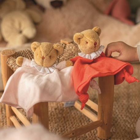Doudou plat avec hochet ours rose poudré Rose, marron, blanc 3 - vertbaudet enfant 