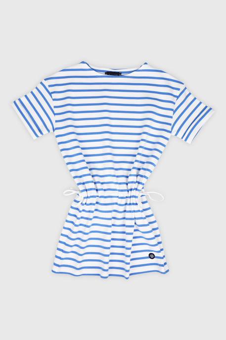 Robe rayée en coton épais enfant Blanc/blue saphir 1 - vertbaudet enfant 