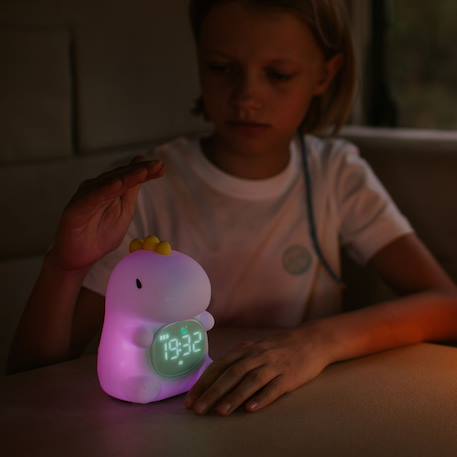 Réveil veilleuse enfant 2 en 1 dinosaure lumineux rechargeable – Réveil progressif Marron, blanc+Vert d'eau, jaune, noir 8 - vertbaudet enfant 