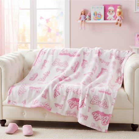 Plaid logo barbie polyester Blanc 2 - vertbaudet enfant 