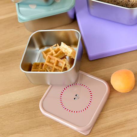 Lot de 3 boites gigognes en inox tiny team cat Rose 5 - vertbaudet enfant 
