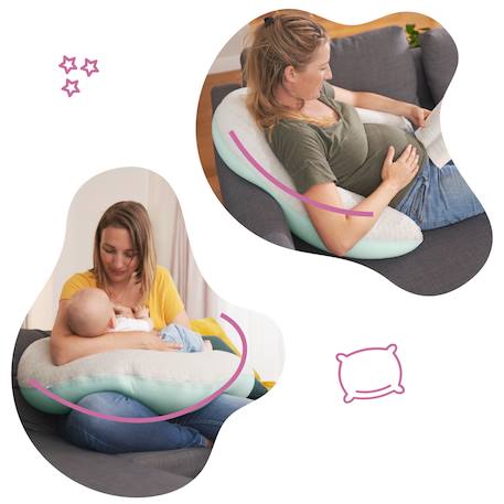 Coussin de grossesse et allaitement Fluffy+Graphique+Plumes 4 - vertbaudet enfant 