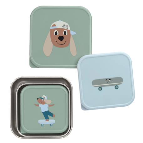 Lot de 3 boites gigognes en inox tiny team dog Vert 2 - vertbaudet enfant 