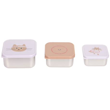 Lot de 3 boites gigognes en inox tiny team cat Rose 4 - vertbaudet enfant 