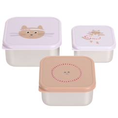 Puériculture-Lot de 3 boites gigognes en inox tiny team cat
