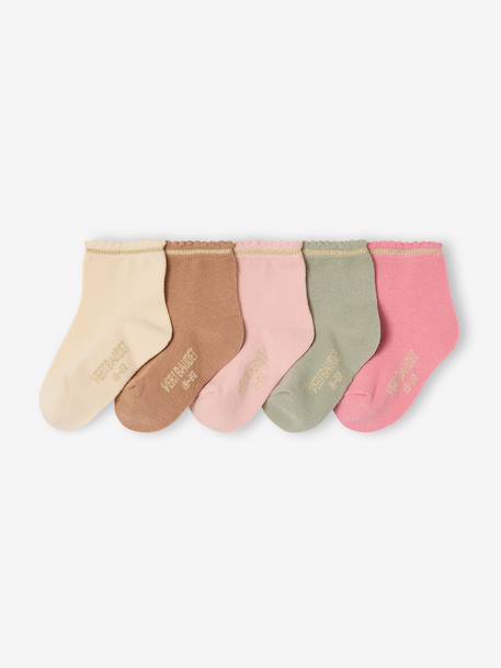 Lot de 5 paires de chaussettes bébé avec détails scintillants sable 1 - vertbaudet enfant 