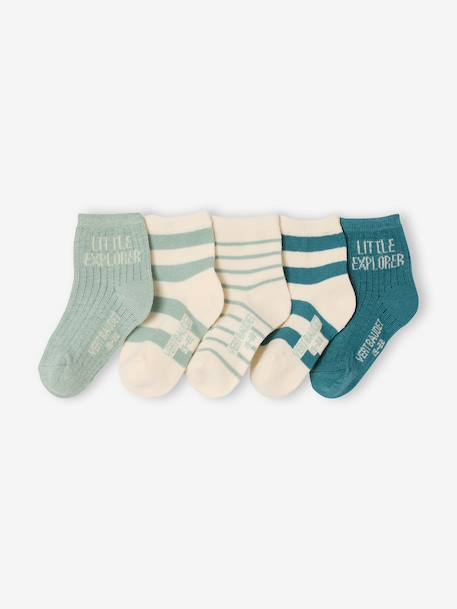 Lot de 5 paires de chaussettes bébé garçon vert d'eau 1 - vertbaudet enfant 