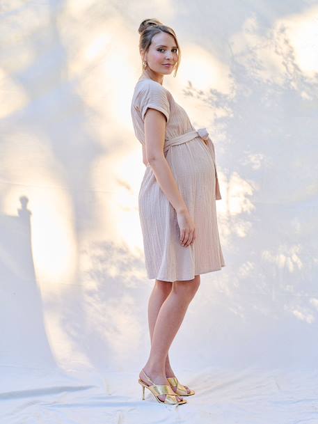 Robe grossesse en gaze de coton bio argile+vert sauge 5 - vertbaudet enfant 