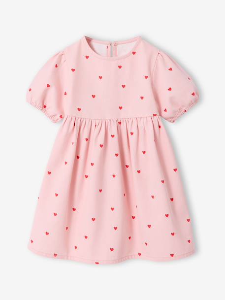 Robe fille manches ballon denim brut+rose+stone+vanille 5 - vertbaudet enfant 