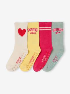 -Lot 4 chaussettes fille antidérapantes 