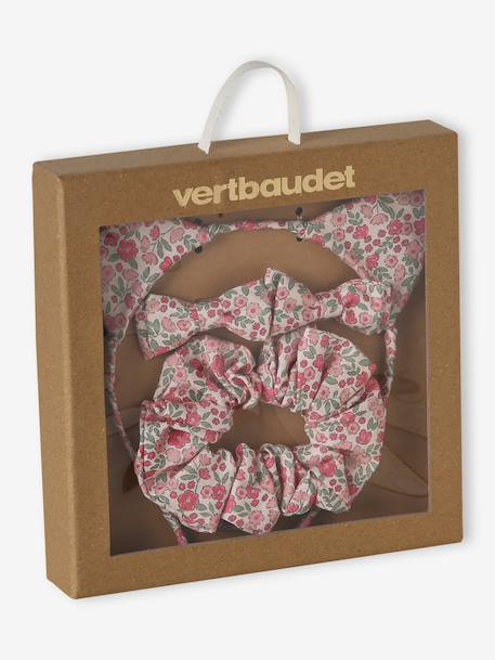 Coffret accessoires fille coton imprimé fleuri rose pâle 2 - vertbaudet enfant 
