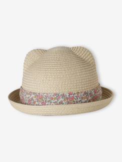 -Chapeau paille bébé fille ruban