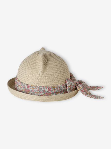 Chapeau paille bébé fille ruban sable 2 - vertbaudet enfant 