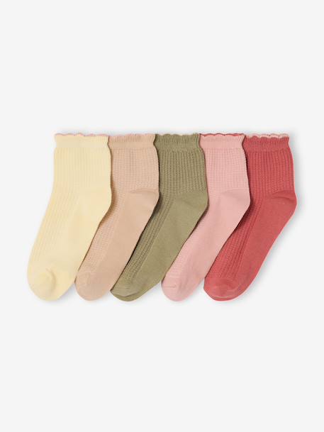 Lot 5 mi-chaussettes cotes fantaisie tomette 1 - vertbaudet enfant 