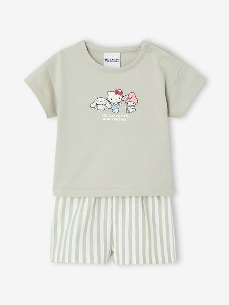 Ensemble Hello Kitty T-shirt et short rayé vert 1 - vertbaudet enfant 