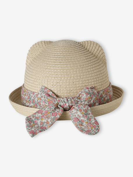 Chapeau paille bébé fille ruban sable 3 - vertbaudet enfant 