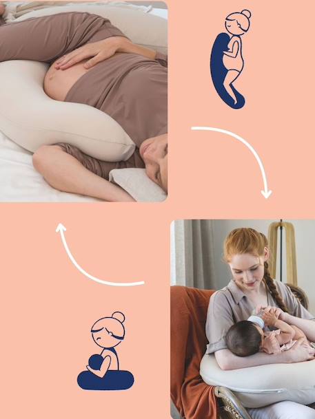 Coussin de maternité Doomoo beige imprimé+Buddy ethnic+Buddy taupe+Tetra sand 25 - vertbaudet enfant 