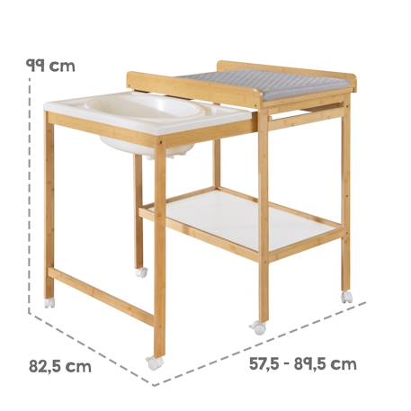 Table à langer avec baignoire coulissante + matelas à langer déperlant roba style Blanc / gris argenté+Bois naturel / gris argenté 12 - vertbaudet enfant 
