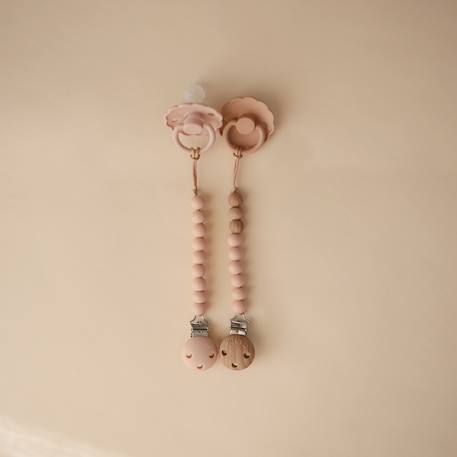 Attache sucette en silicone Beige foncé+Beige, écru+Bleu+Bois+Ecru+Jaune+Pierre+Rose+Thym séché+Vert d'eau 27 - vertbaudet enfant 