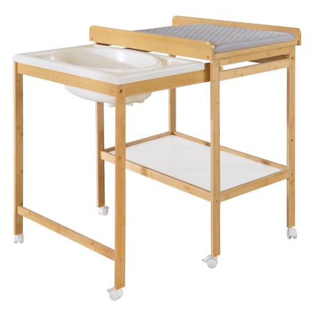 Table à langer avec baignoire coulissante + matelas à langer déperlant roba style Blanc / gris argenté+Bois naturel / gris argenté 7 - vertbaudet enfant 