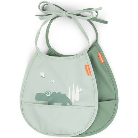 Bavoir petit lot de 2 happy clouds rose Rose, blanc+Vert, blanc 8 - vertbaudet enfant 