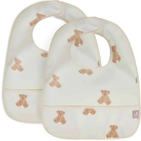 Lot de 2 bavoirs imperméables Beige, blanc+Blanc, vert, jaune+Ecru, marron+Ecru, vert+Marron chataigne+Rose des bois 13 - vertbaudet enfant 