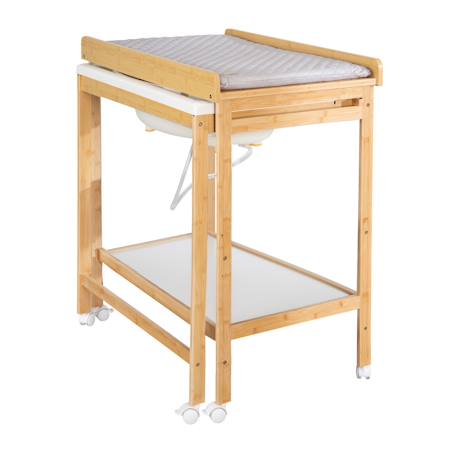 Table à langer avec baignoire coulissante + matelas à langer déperlant roba style Blanc / gris argenté+Bois naturel / gris argenté 9 - vertbaudet enfant 