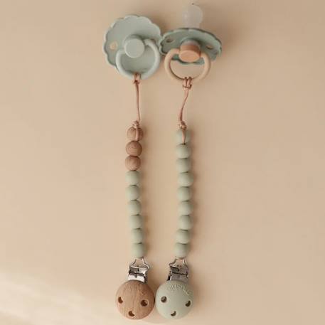 Attache sucette en silicone Beige foncé+Beige, écru+Bleu+Bois+Ecru+Jaune+Pierre+Rose+Thym séché+Vert d'eau 34 - vertbaudet enfant 