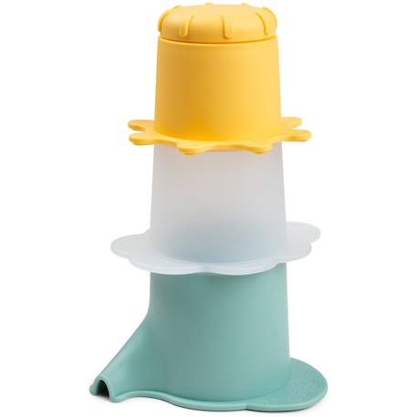 Jeu d'eau lot de 3 gobelets empilables elphee Jaune, vert, transparent 3 - vertbaudet enfant 