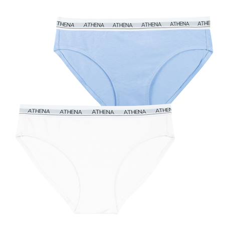 Lot de 2 slips fille coton ultra doux Blanc-bleu pastel+Blanc-gris chiné 5 - vertbaudet enfant 