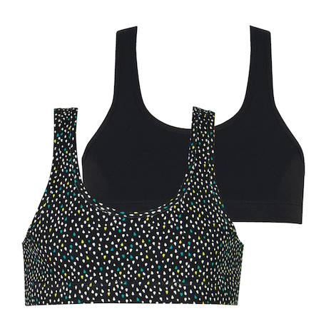 Lot de 2 brassières fille ecopack athena fille Floral-rose poudre+Motif-noir 6 - vertbaudet enfant 