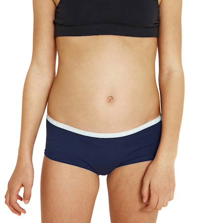 Lot de 4 culottes maxi format Uni bleu minuit-imprimé texte-uni bubble gum 3 - vertbaudet enfant 