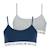 Lot de 2 brassières coton ultra doux Blanc-gris chiné+Blanc-rose pastel+Bleu titane-gris chiné 10 - vertbaudet enfant 