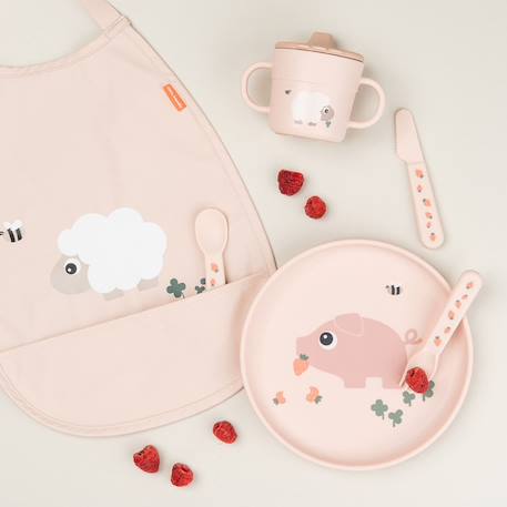 Bavoir élastique tiny farm rose Rose+Sable 2 - vertbaudet enfant 