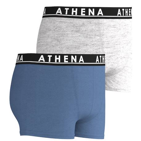 Lot de 2 boxers garçon easy color athena Bleu minéral-gris chiné+Noir 2 - vertbaudet enfant 
