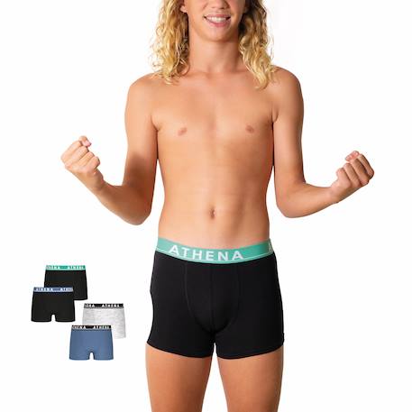 Lot de 4 boxers garçon easy color athena Noir-bleu-chiné 4 - vertbaudet enfant 