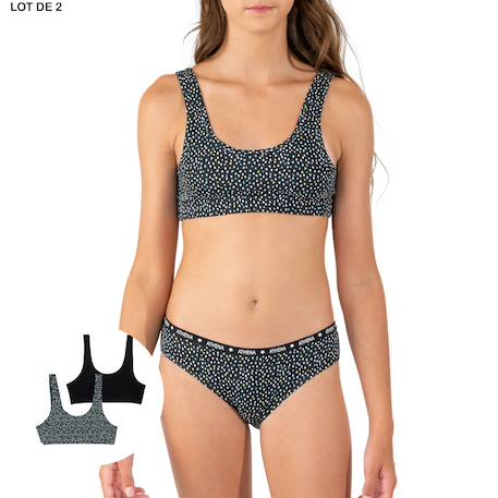 Lot de 2 brassières fille ecopack athena fille Floral-rose poudre+Motif-noir 7 - vertbaudet enfant 