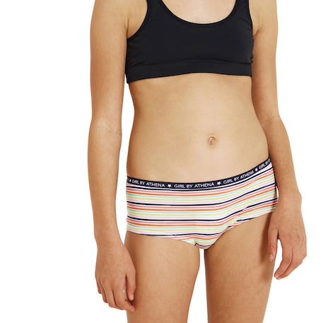 Lot de 4 culottes maxi format Uni bleu minuit-imprimé texte-uni bubble gum 4 - vertbaudet enfant 