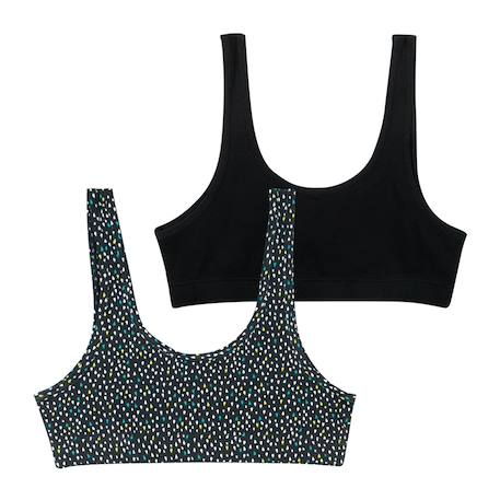 Lot de 2 brassières fille ecopack athena fille Floral-rose poudre+Motif-noir 10 - vertbaudet enfant 